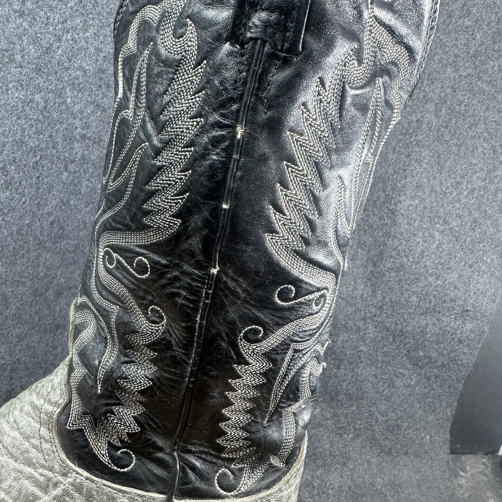 Vintage Dan Post Cowboy Boots 8EW Exotic Safari Print Bullhide Cow Leather Gray - Picture 12 of 16